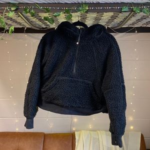 lululemon scuba oversized half zip hoodie black sherpa